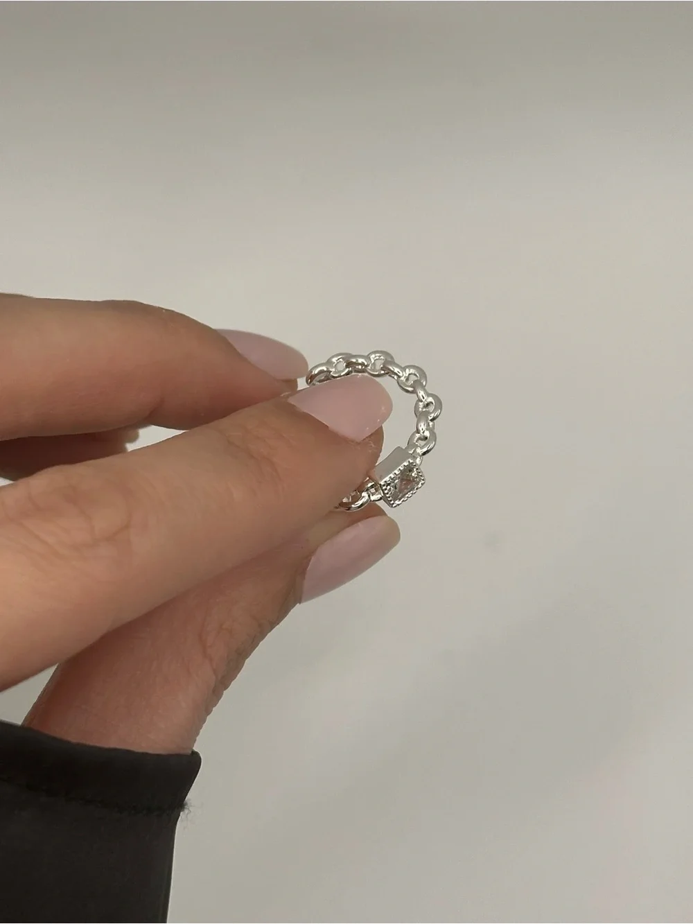Delicate Silver Cubic Zirconia Twist Ring 925 Sterling Silver